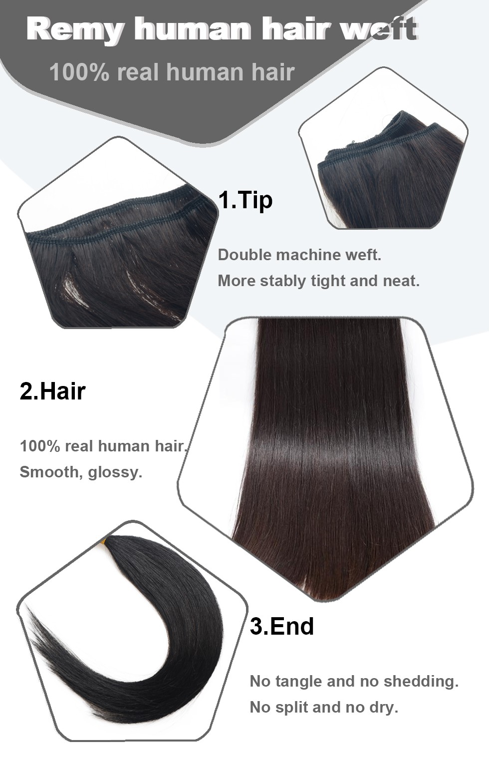 Remy human hair weft